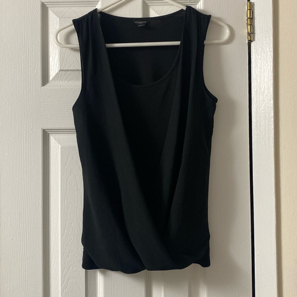 Black draped front blouse